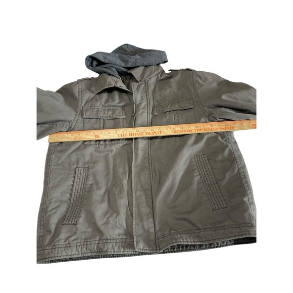 Faded Glory L Full Zip Hooded Gray Chore Jacket Barn Cattle Chickens - Picture 5 of 9